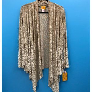 Ruby Rd. Lush Life Mesh Velour Cardigan Champagne